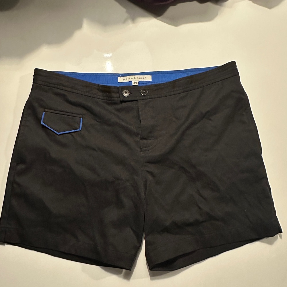 Men’s Parke & Ronen Swim Shorts with Blue Trim